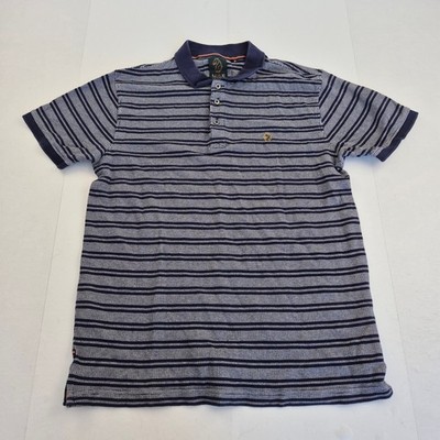 LUKE SPORT Poloshirt XL Blau Herren 100% Baumwolle Gestreift Kurzarm