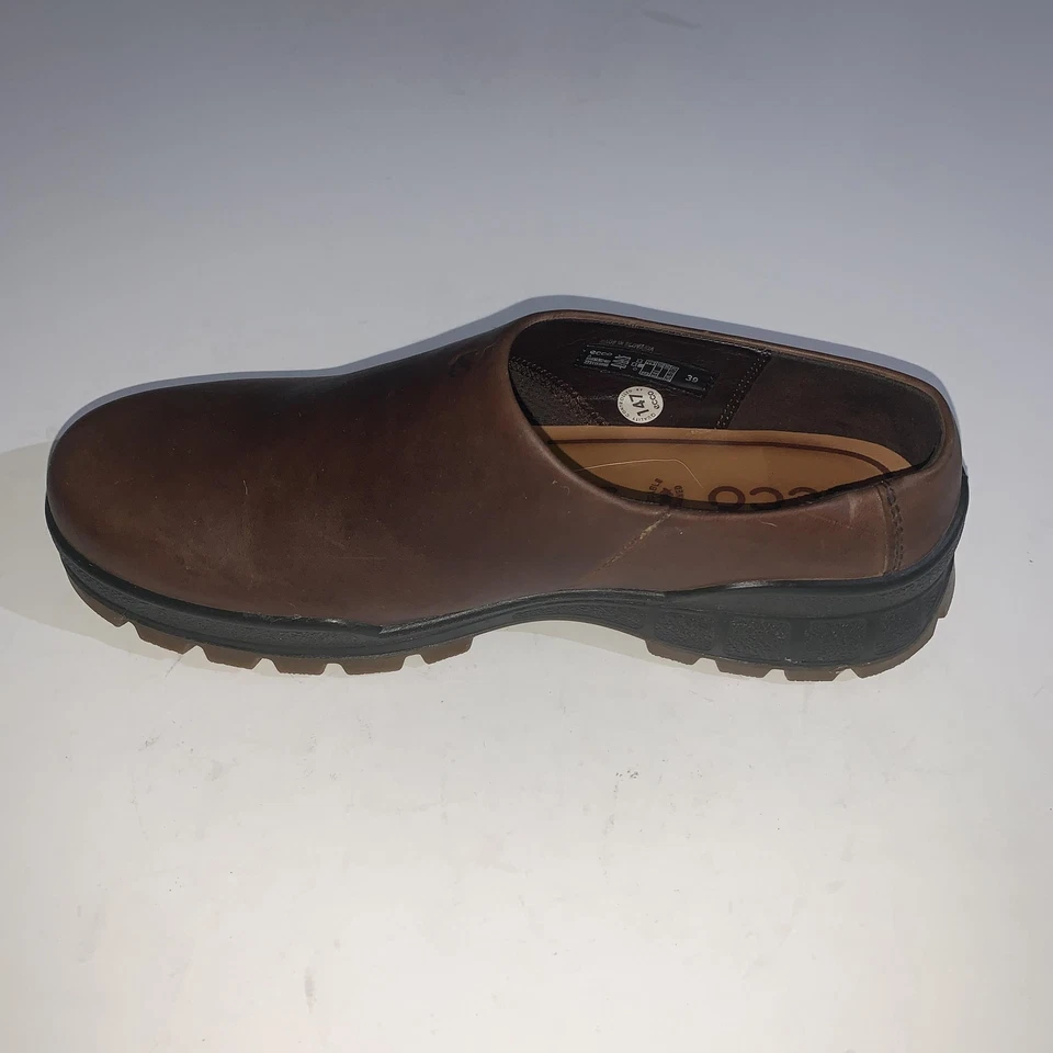 Zueco Ecco Track Zapatos Mujer Talla 8.5 Cuero Marrón Sin Cordones Mules 39 Foto 3 de 4