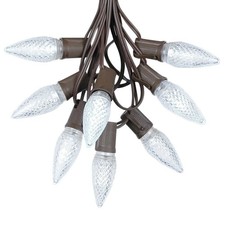 25 Foot C9 LED Christmas Light Set, Hanging String Lights, Brown Wire