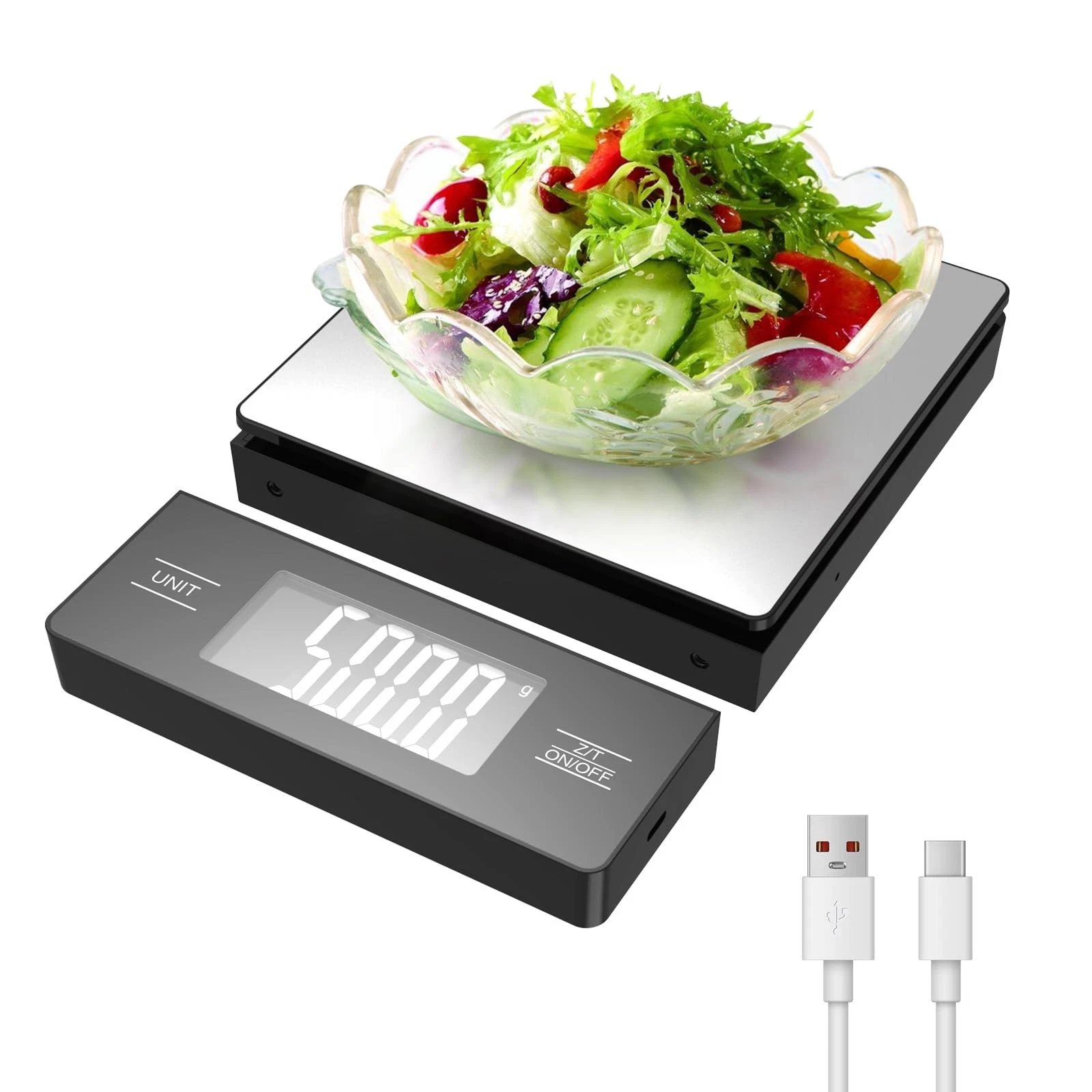 Kitchen Scale with Detachable Display Wireless Stainless Steel Digital Food S...