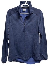 Columbia Women 3/4 Zip Pullover Sweatshirt Blue Thumb holes Soft Sz. M See Desc