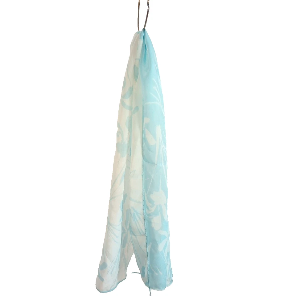 Bufandas de Vera Vintage Japón Bebé Azul y Blanco Vinal Seda 14" X 42" Usadas en Excelente Condición 2 Tonos Foto 2 de 4