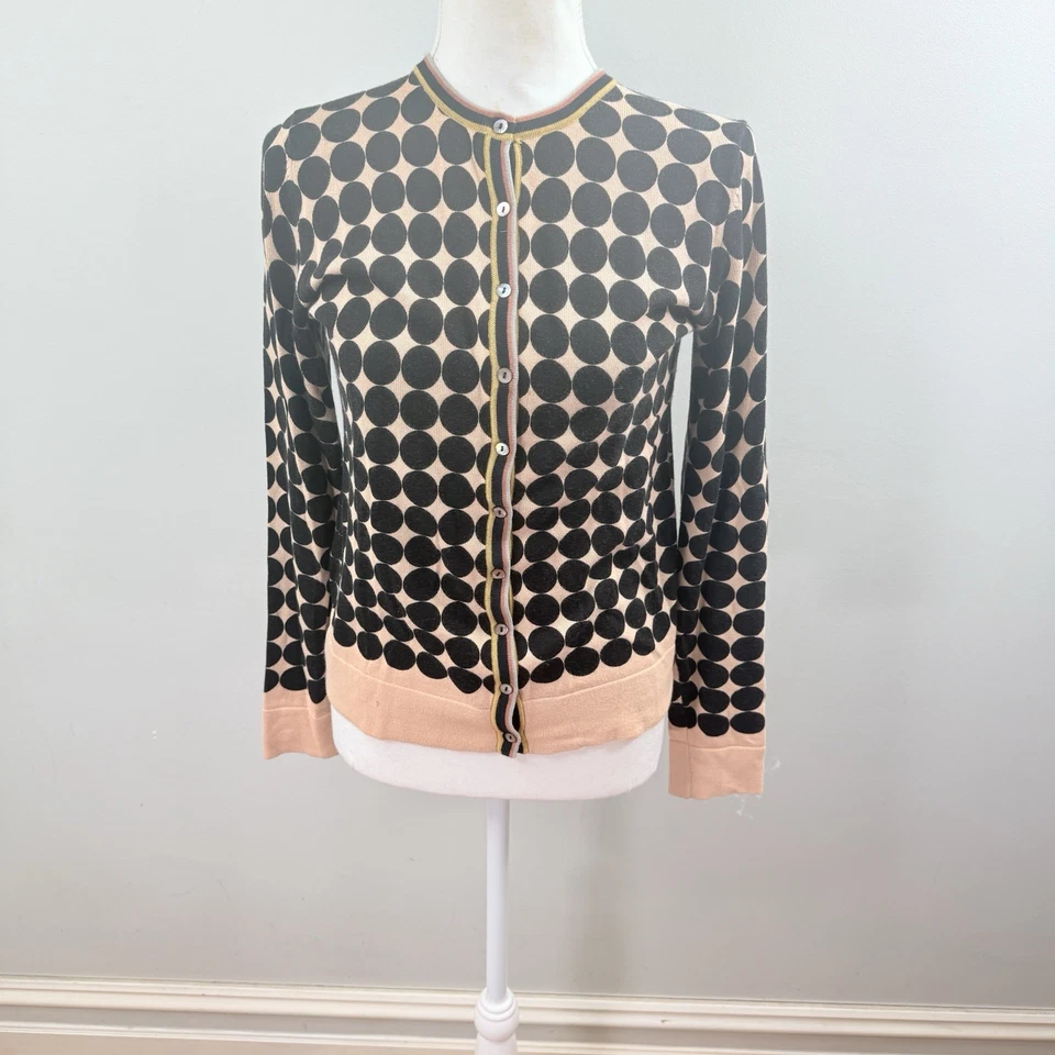 Cárdigan tejido a lunares negro beige Hoss Intropia talla M diseñador dinero antiguo Foto 2 de 4