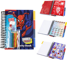 Boys Sticker Book over 1000 Spiderman Stickers Scrapbook Colouring Pencils Aveng