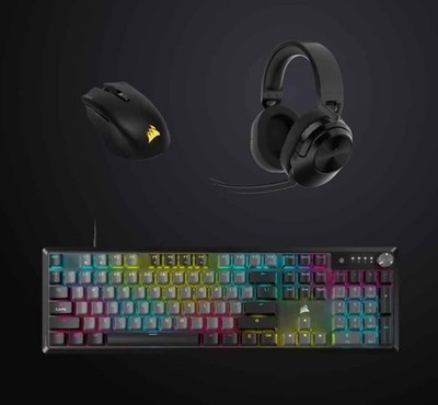 Corsair PC Gear Bundle - K70 Core, HS55 Wireless Headset, Harpoon Wireless Mouse