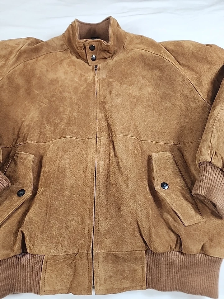 Chaqueta Bomber Vintage Phase 2 Cuero Genuino Talla Mediana Marrón Cremallera Completa Motociclista Foto 3 de 4