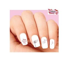 Waterslide Nail Decals Set of 20 Happy Valentines Day Dandelion Blowing Hearts