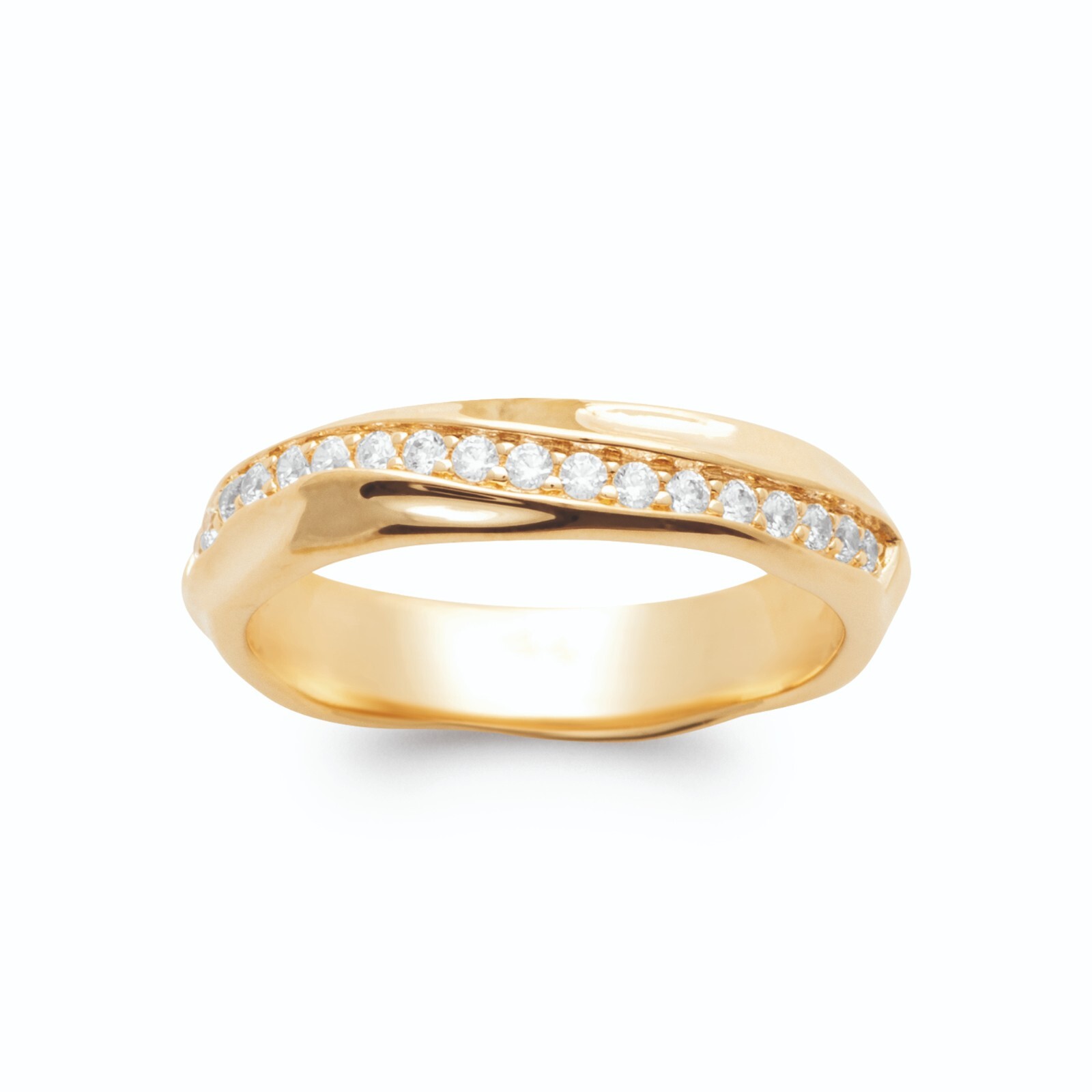 Bague en plaqué or 18k et oxydes de zirconium au design géométrique raffiné
