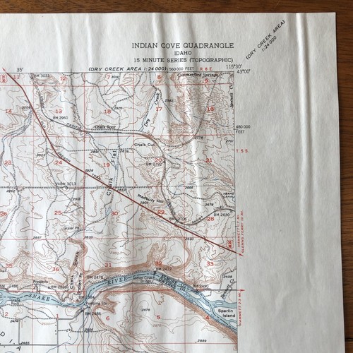 Indian Cove Idaho Quadrangle 1948 USGS 15 Minute Series Topographic Map 21x17 B - Picture 3 of 6