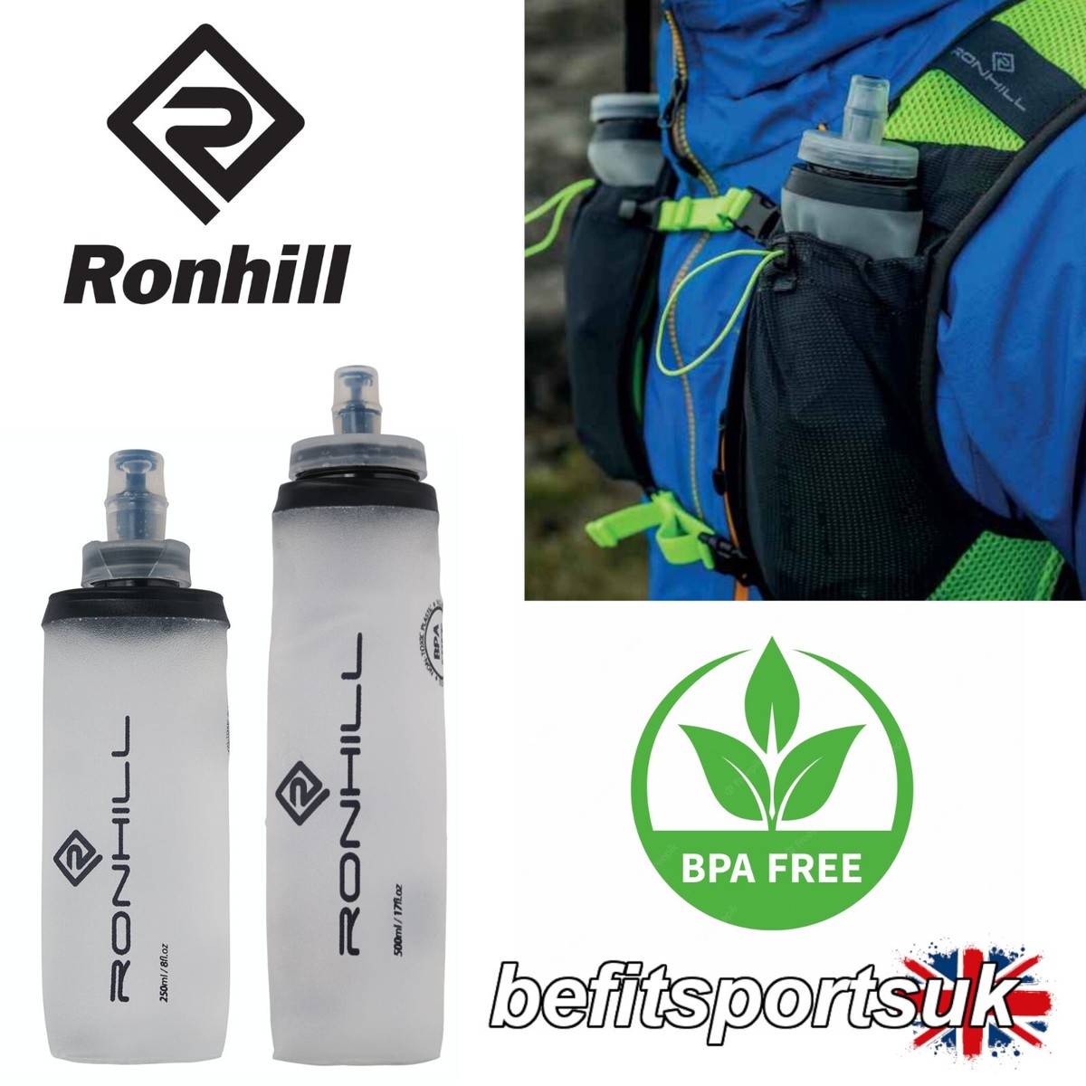 Ronhill Borraccia Pieghevole Morbida Per Running | Sport Bottle Senza BPA 100% A Prova Di Perdite