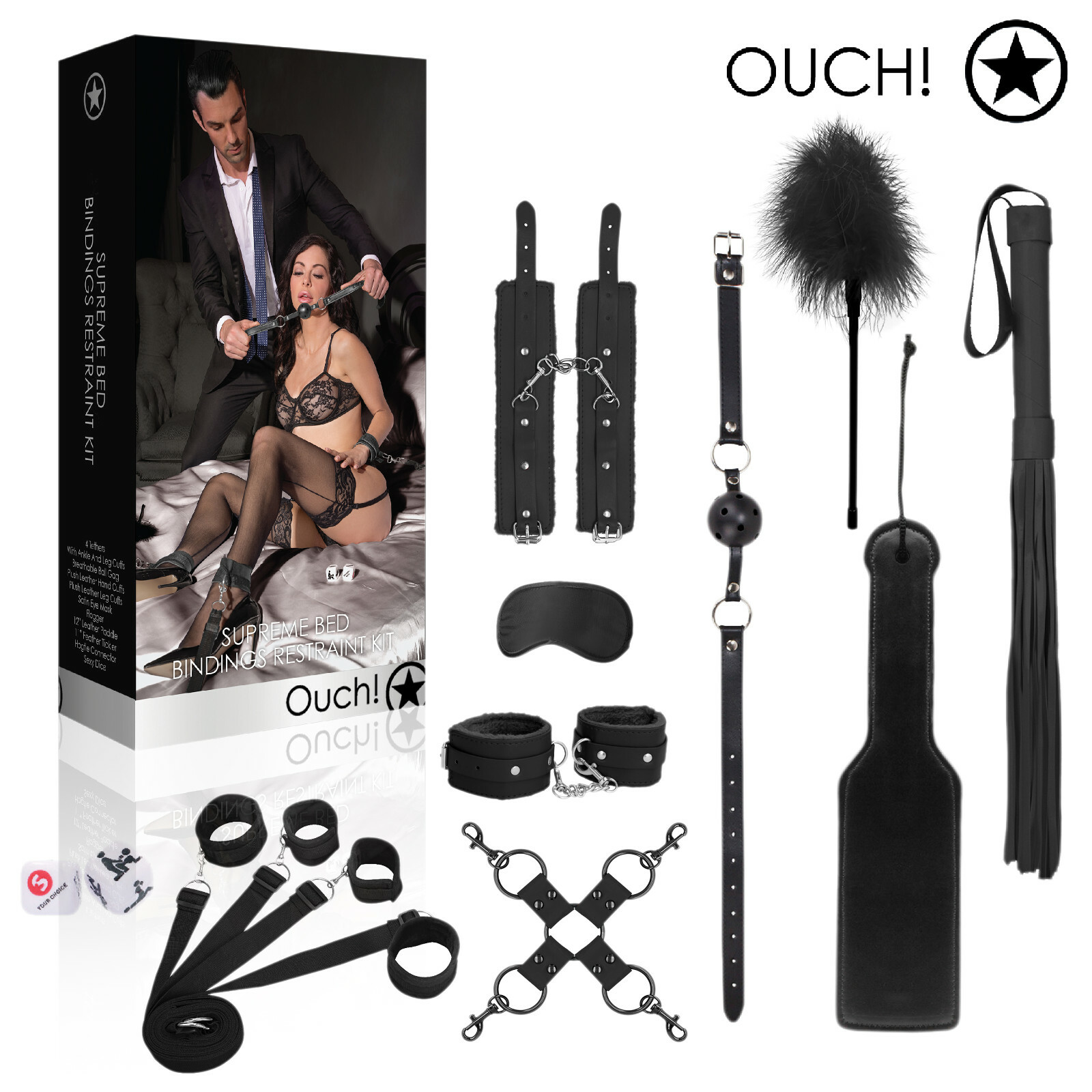Ouch! Set Costrittivo Letto Bondage High End Under Bed Bindings Restraint Kit