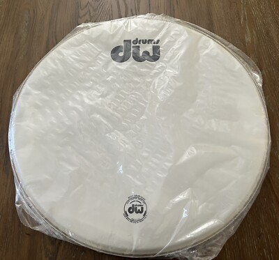 DW 22'' Logo Bass Drum Head Coated White NOS Remo Free Shipping