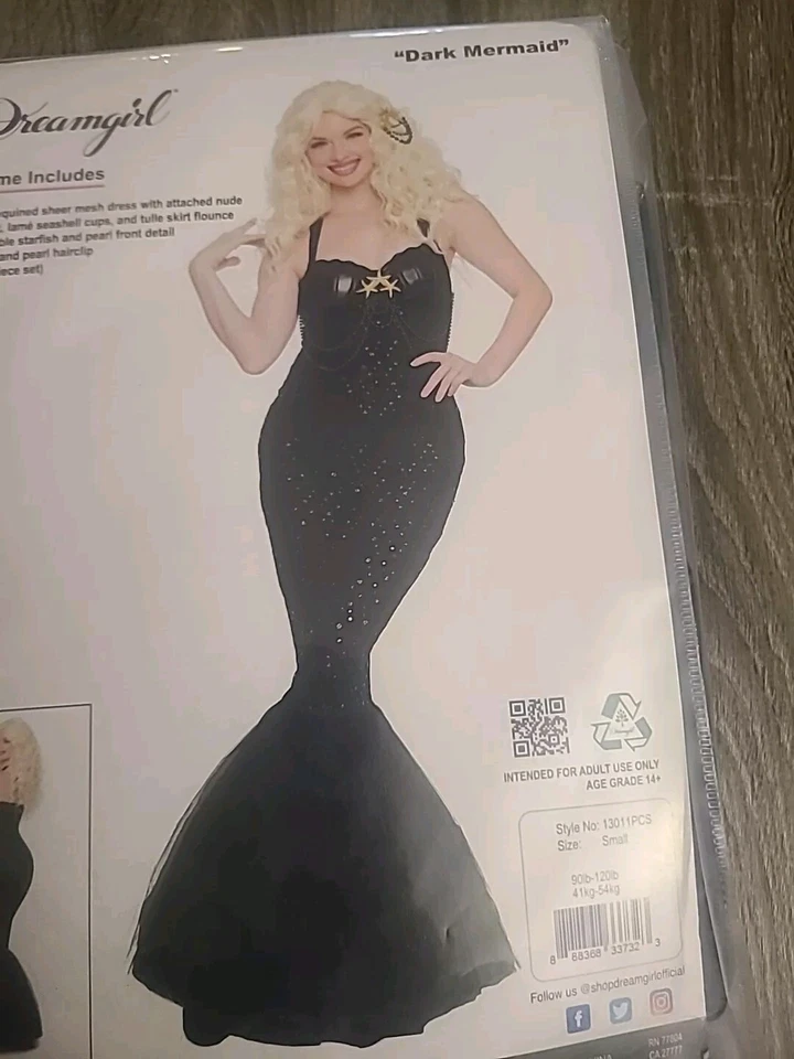 Disfraz de Halloween Sirena Oscura Dreamgirl Adulto Talla Pequeña Negro Envío Gratis  Foto 3 de 4