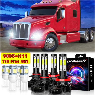 Para For Peterbilt 579 587 camiones luz 9005 H11 Hi / Lo LED bombilla de faro