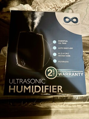 NIB (NEW) Everlasting Comfort Ultrasonic Humidifier 6 L / 1.6 GAL Black
