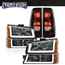 Fit For 2003-2006 Silverado 1500 2500 Clear/Amber LED DRL Headlight + Tail Light