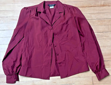 Pierre Cardin Womens Red Collared Blouse  Vintage High End Designer VTG