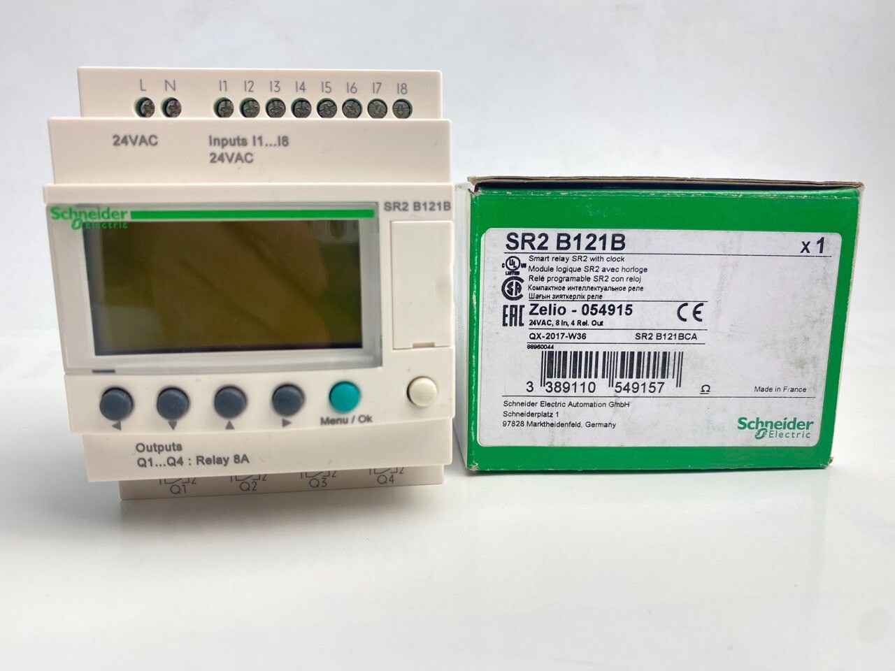 Compact smart relay, Zelio Logic SR2B121B, 12 I/O, 24V AC, clock ...