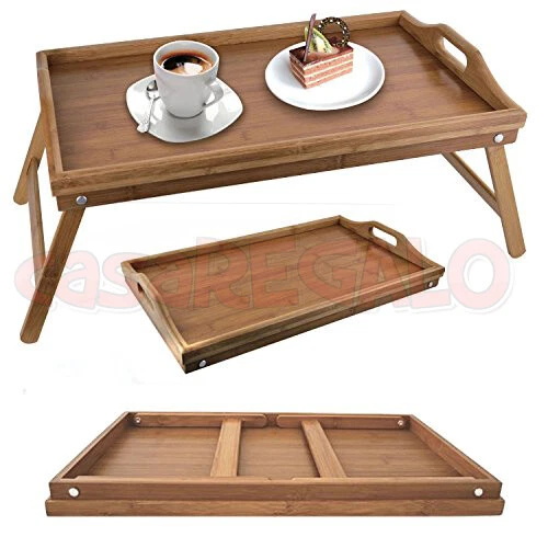 Wooden Bamboo Folding Tray BAMBOO FOLD UP LAP TRAY Tea Coffee Table Breakfast - image 4 of 4