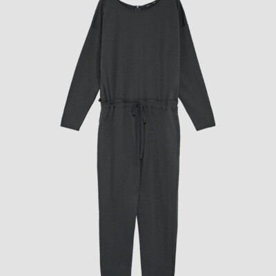 Zara Grey Tie Waist Long Sleeves Jumpsuit