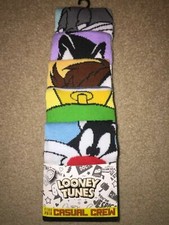Socks Mens 5-pr LOONEY TUNES Bugs, Marvin, Daffy, Taz, Sylvester Socks Sz 8-12