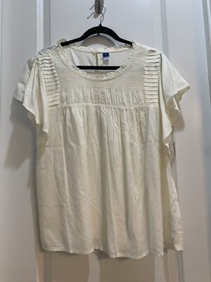 NWT Old navy blouse Xlarge ruffles Cap sleeve Off White Armpit To Armpit 27 