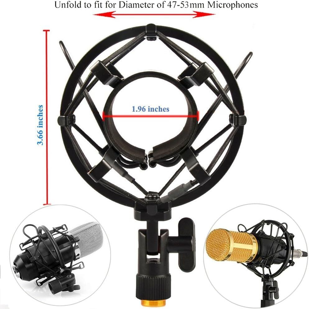 47-53mm AT2020 Microphone Shock Mount with Metal Screw Adapter