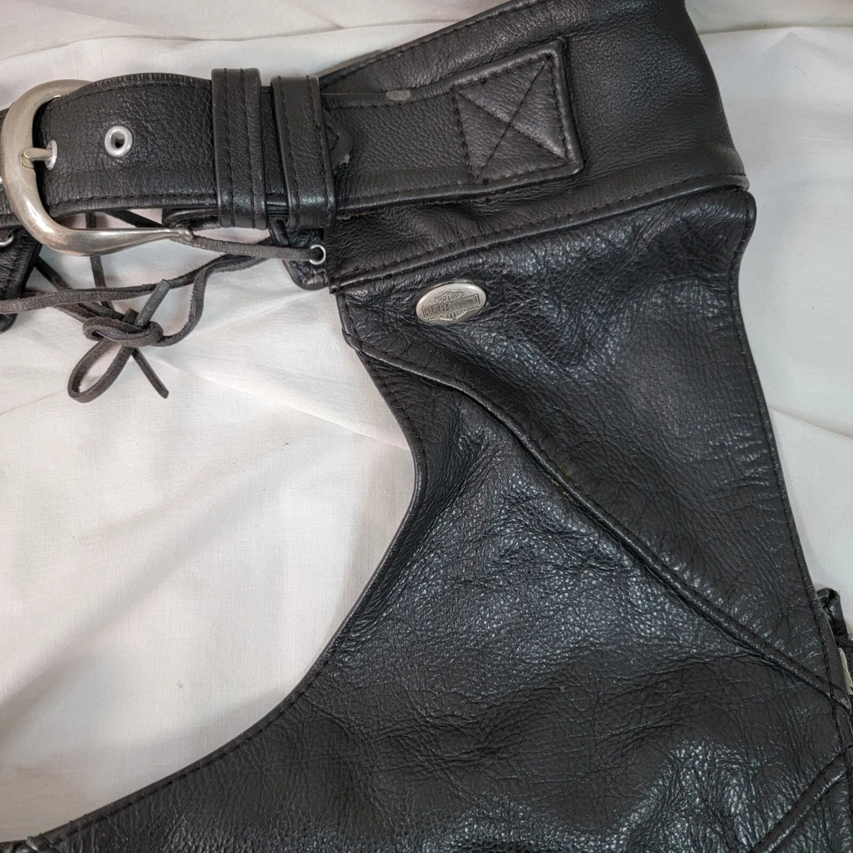 Chapas de cuero para mujer Harley Davidson negras talla SM motociclista motocicleta Foto 3 de 4