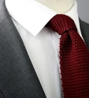 Crochet Men's Knitted Tie Burgundy Wine Red Slim Skinny Plain Premium Ties