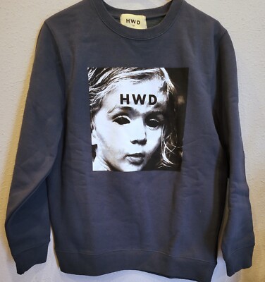 トップス HALF SLEEVE SWEAT SHIRT oblada HALFWAY DEAD Blue HWD Sweatshirt Crew Neck Pullover Size MEDIUM