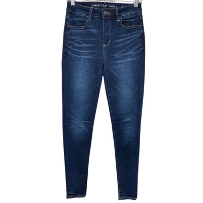 American Eagle HI-RISE JEGGING Jeans Women's 4R Blue Dark Wash Stretch Denim