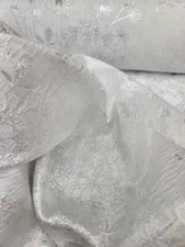 White Brocade Flower Floral Fabric By the Yard TEXTURED FRENCH ORGANZA BROCADE