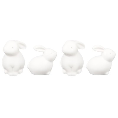 2 Pack Kaninchen-Statue Aus Keramik Büro Hasenfigur Weißer Keramikhasen