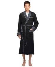 Mens Long Silk Satin Robe - Fully lined Heavy weight Black / Grey '
