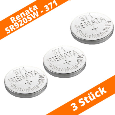 3 x Renata 371 SR69 SR920SW AG6 1,55 V Silberoxid Knopfzelle Uhrenbatterie