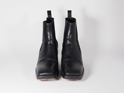 【RickOwens 】 希少ウェッジブーツ size37 Rick Owens Elastic Sliver Toe Black Leather Wedges Boots Ankle