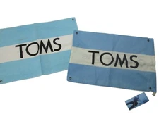 Pack of 2 Toms Shoe Dust Travel Bag Unisex Adults Blue White Stripe Canvas Logo