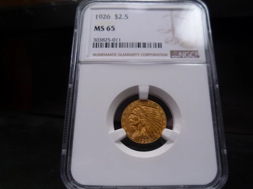 1926 MS65 $2.5 Indian Quarter Eagle NGC Certified Gem - Bright Gem Coin/PQ