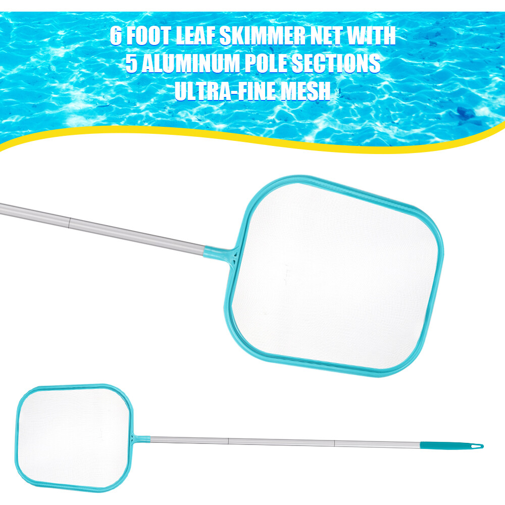 Pool cleaning net Blue shallow net with five-section pole