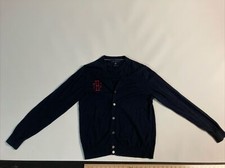 Tommy Hilfiger V Neck Cardigan THJ Logo Cashmere Cotton Size Med