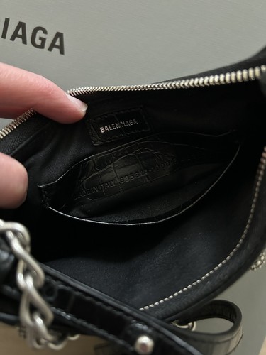 Balenciaga Le Cagole Mini Bag With Chain Crocodile Embossed With Rhinestones - Picture 6 of 7