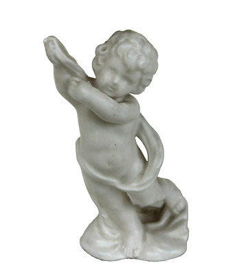 VINTAGE ALL WHITE SATIN STANDING ANGEL FIGURINE 6  TALL 