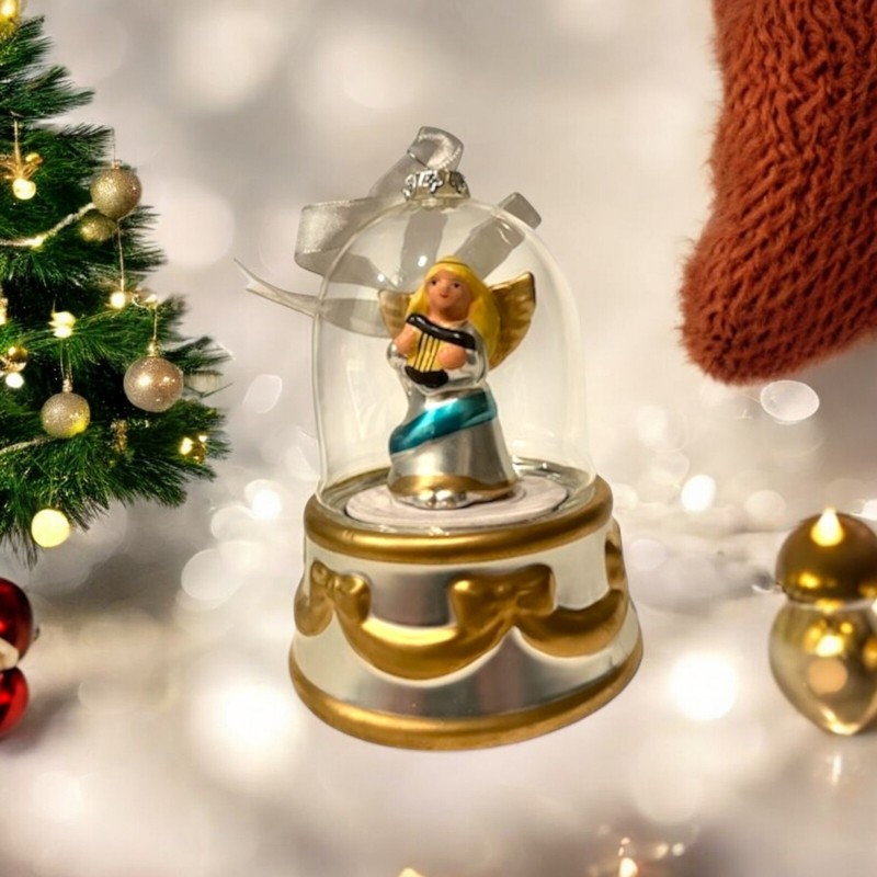 Mr. Christmas Porcelain Glass Domed Music Box Ornament W/ Peace on Earth Song