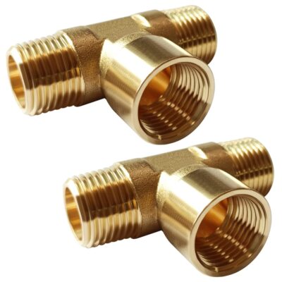 2pcs Brass Tee Pipe Fitting 1/2'' Npt Male X 1/2'' Npt Female X 1/2'' Npt Male For 