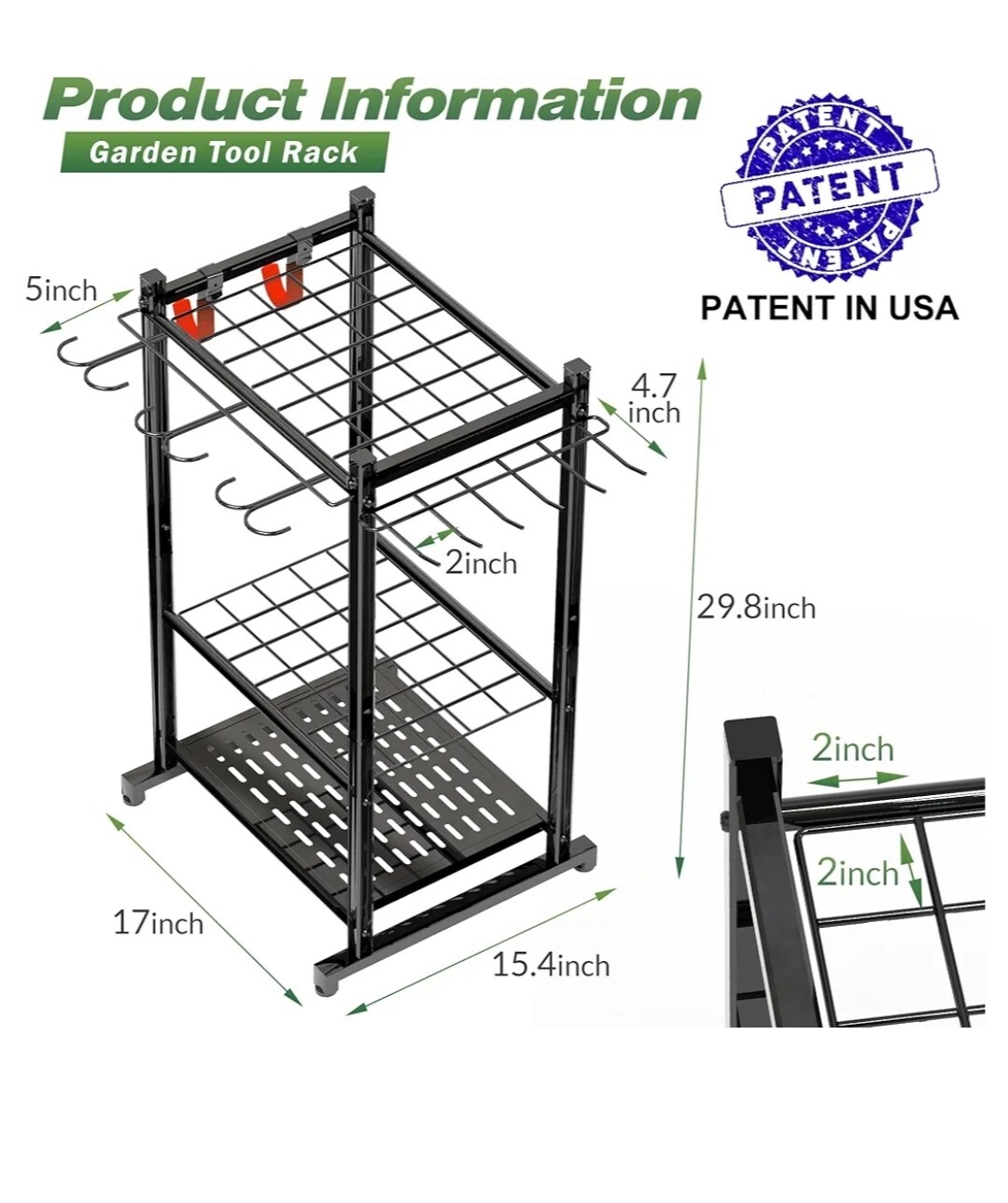 Garden Tool Organizer Storage Hooks Yard Tower Rack Organization up to ...