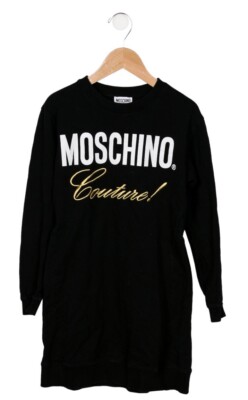 MOSCHINO GIRLS SWEATSHIRT PRINTED & EMBROIDERED LOGO DRESS SZ 12