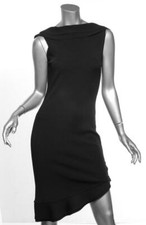 VALENTINO Classic Black Sleeveless Ruffle Low-Back Asymmetrical Dress M NEW