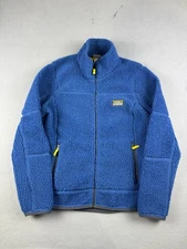 LL Bean Sherpa Fleece Mountain Jacket Mens Large Blue Full Zip Deep Pile Retro