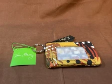 Vera Bradley Painted feather coin zip ID double wallet coin