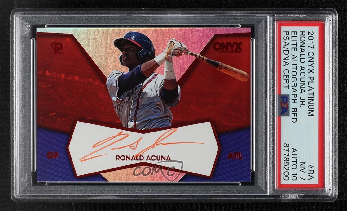 Ronald Acuna Jr. Atlanta Braves 2017 Onyx Platinum Elite Red /10 Ronald Acuna Jr #RA-PE17 PSA 7 Auto 